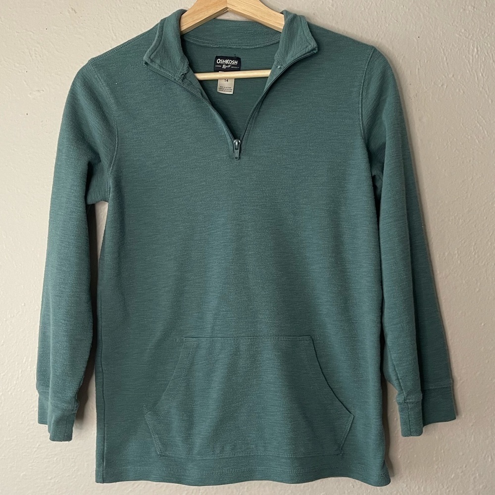 Oshkosh B’gosh dark teal pullover size 14 EUC lightweight pocket casual wear